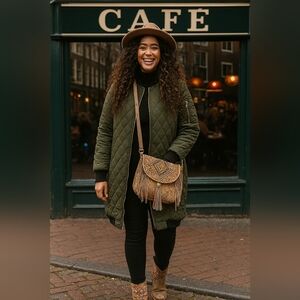 Puffer Utility Quilted Army Green Longline Retro Lagenlook Urban Retro  Jacket